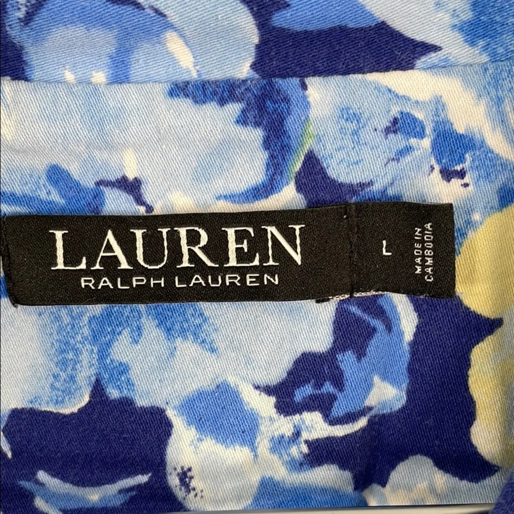 Lauren Ralph Lauren‎ Floral 3/4 Sleeve Notch Collar Long Pants Pajama Set Sz L